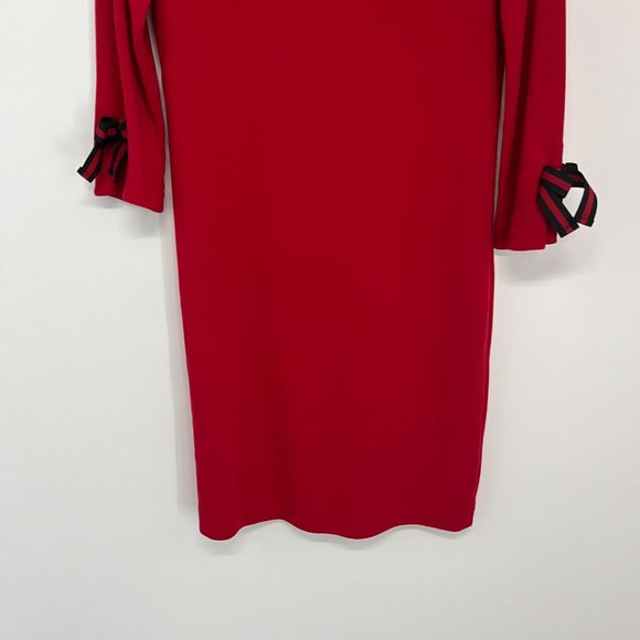 Talbots Round Neck Red Long Sleeve 100% Cotton Sheath Dress Small S - Picture 4 of 9